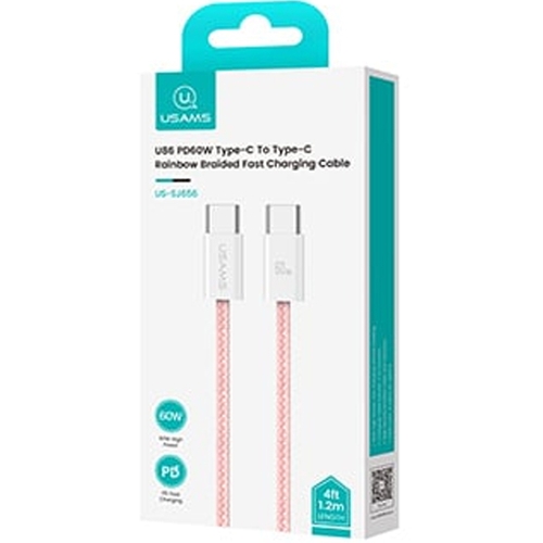 Cáp USAMS SJ656 U86 PD60W Type-C To Type-C Rainbow Braided