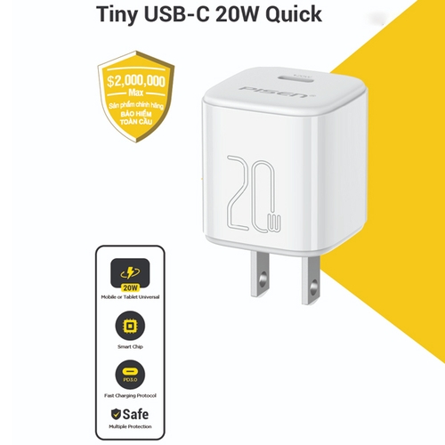 Sạc nhanh PISEN QUICK- Mr White Tiny USB-C 20W