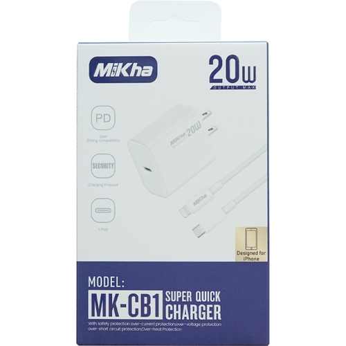Bộ Củ Cáp Sạc Nhanh MIKHA PD 20W C - Lightning Chính Hãng